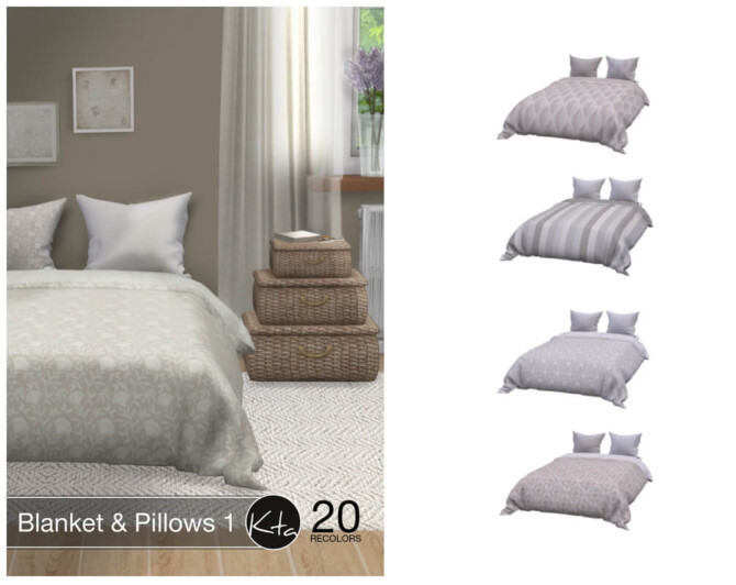 Blanket & Pillows 1 at Ktasims » Sims 4 Updates