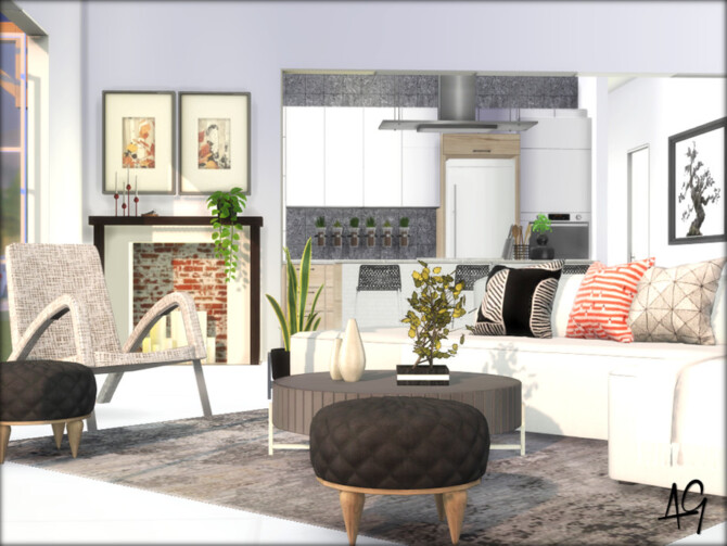 Sims 4 LivGreen Living Room by ALGbuilds at TSR