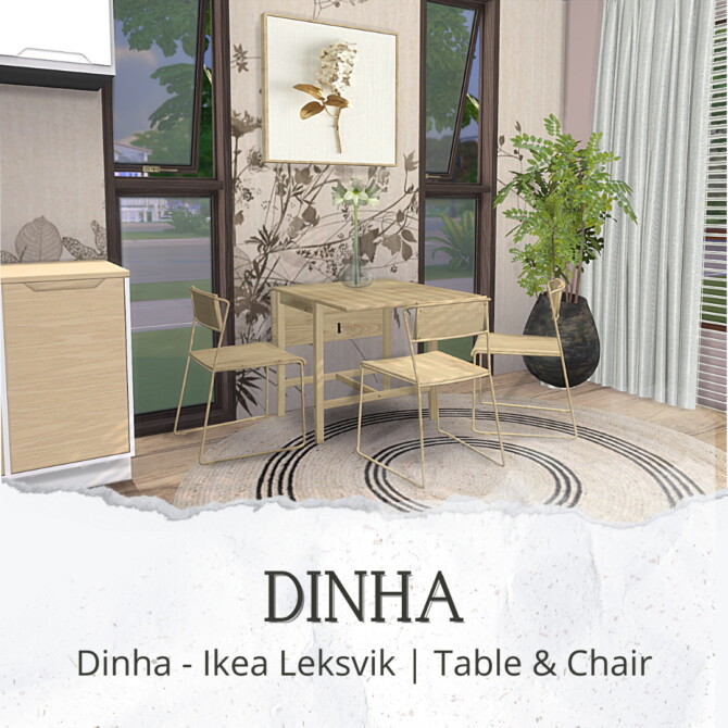 Sims 4 Leksvik Table & Chair (P) at Dinha Gamer
