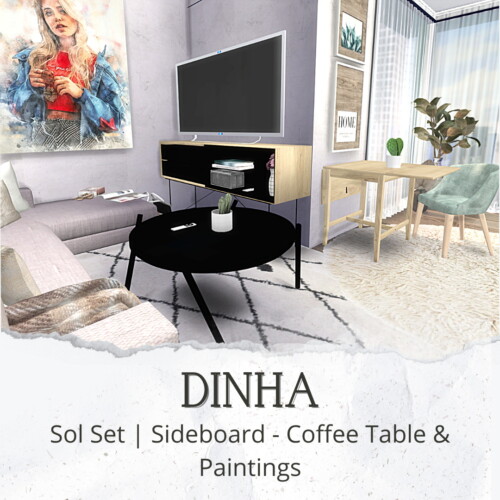 Sol Set: Sideboard, Coffee Table & Paintings