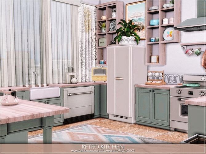 Sims 4 Retro Kitchen by MychQQQ at TSR