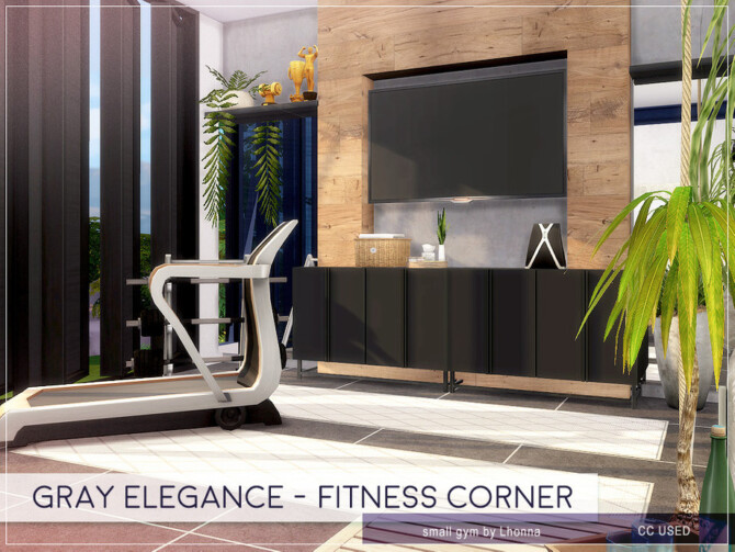 Sims 4 Gray Elegance Fitness Corner by Lhonna at TSR