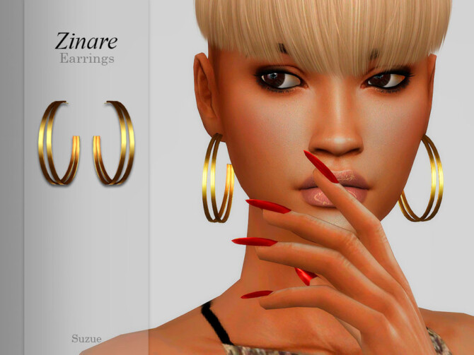 Sims 4 Zinare Earrings by Suzue at TSR