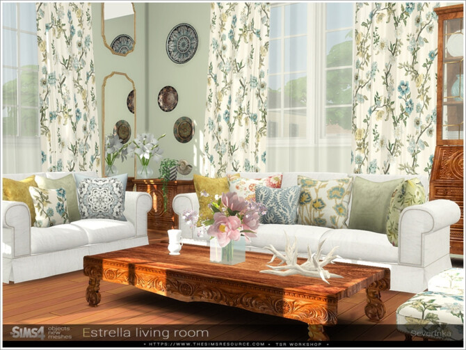 Sims 4 Estrella living room by Severinka at TSR