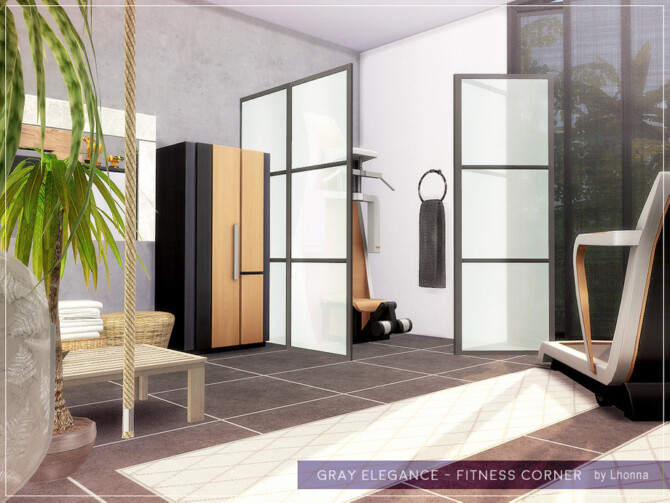 Sims 4 Gray Elegance Fitness Corner by Lhonna at TSR