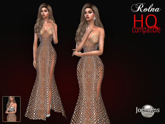 Sims 4 Evening Rolna dress by jomsims at TSR