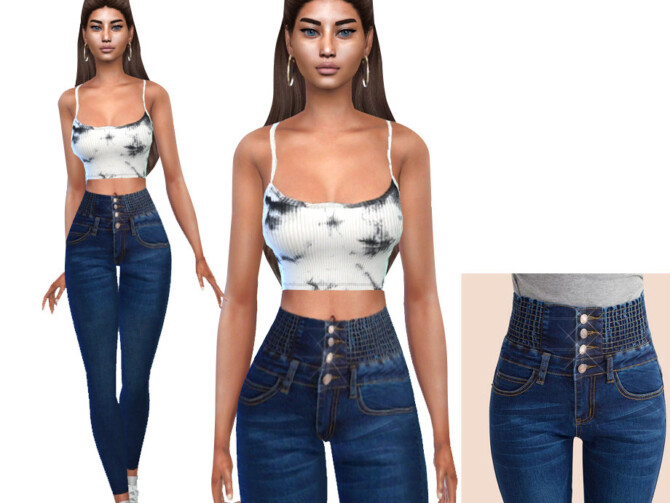 Sims 4 High Waisted Jeans by Saliwa at TSR