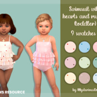Swimsuit With Hearts And Ruffles (toddler) By Mysteriousoo