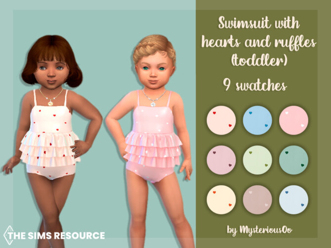 Sims 4 Swimsuit with hearts and ruffles (toddler) by MysteriousOo at TSR