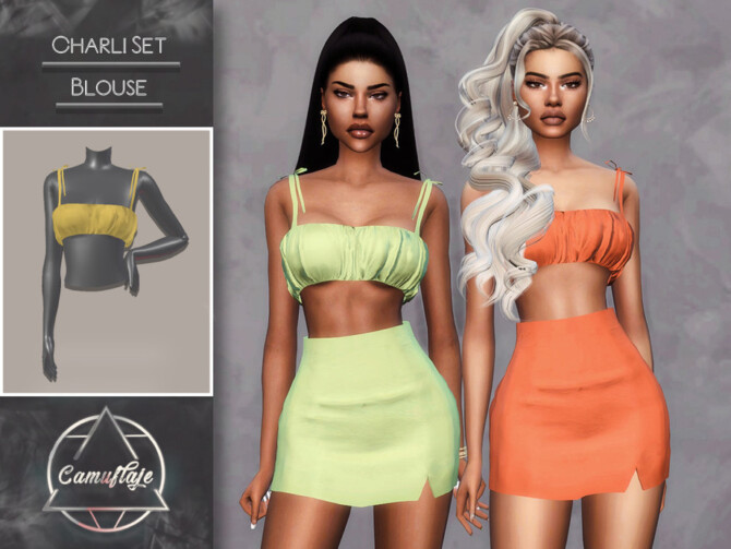 Sims 4 Charli Set Blouse by Camuflaje at TSR