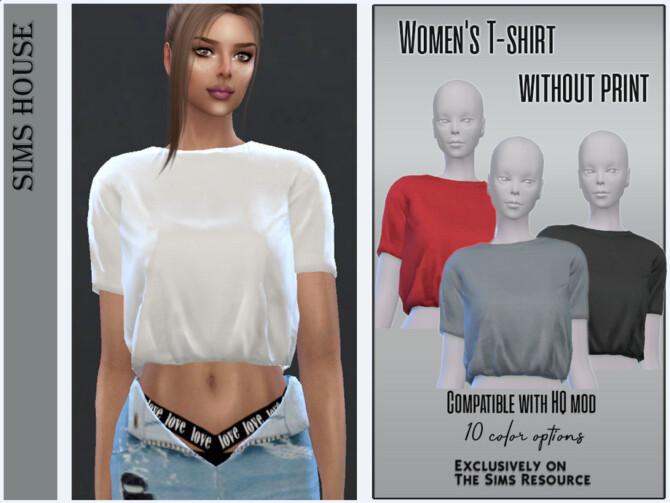 Sims 4 Womens T shirt without print by Sims House at TSR