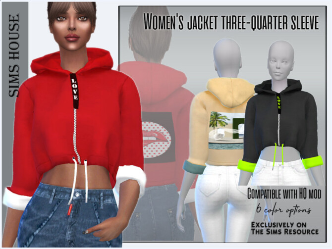 Sims 4 Womens jacket three quarter sleeve by Sims House at TSR