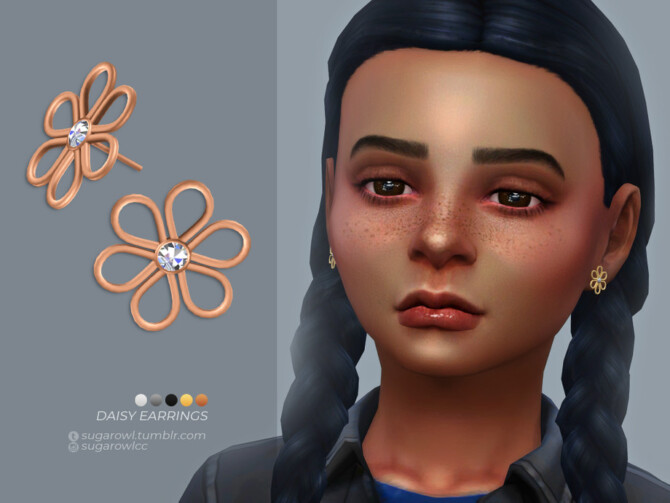 Sims 4 Daisy earrings Kids version by sugar owl at TSR