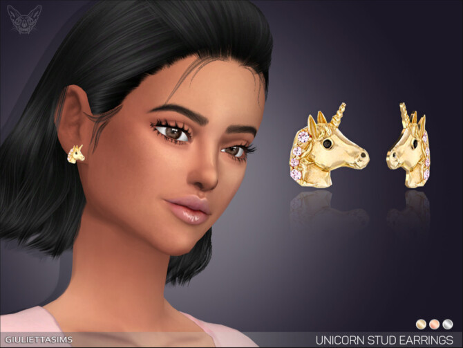 Sims 4 Unicorn Stud Earrings by feyona at TSR