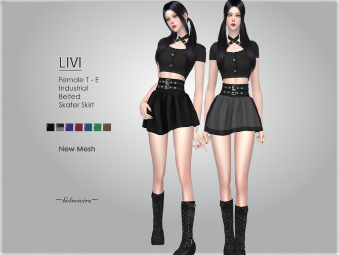 Sims 4 LIVI Mini Skirt by Helsoseira at TSR