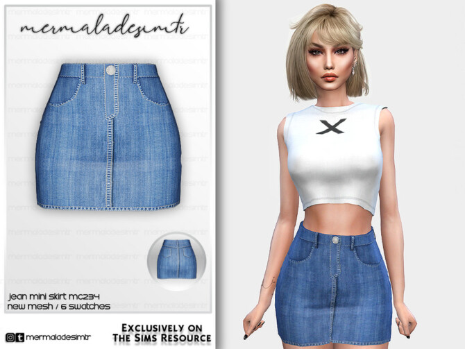 Sims 4 Denim Mini Skirt MC234 by mermaladesimtr at TSR