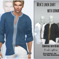 Men’s Linen Shirt With Ornament By Sims House