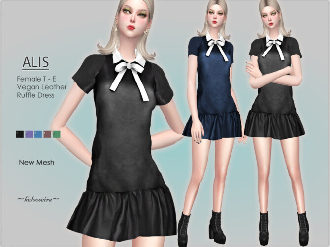 Sims 4 ALIS Bow Mini Dress by Helsoseira at TSR