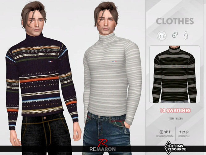 Turtleneck Sweater 01 For Male Sims By Remaron