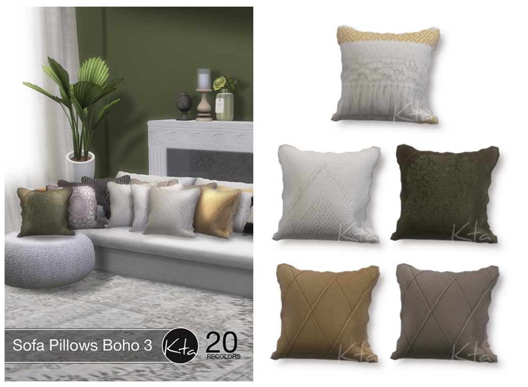 Sofa Pillows Boho 3 at Ktasims » Sims 4 Updates