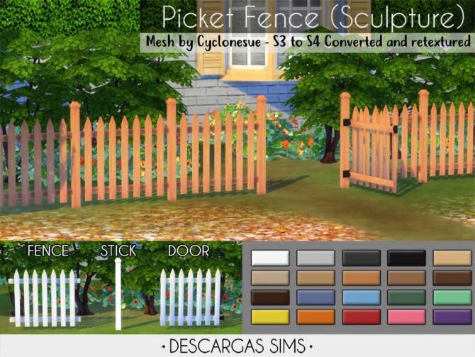 Sims 4 Picket Fence at Descargas Sims