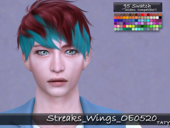 Sims 4 Streaks Wings OE0520 hair by tatygagg at TSR