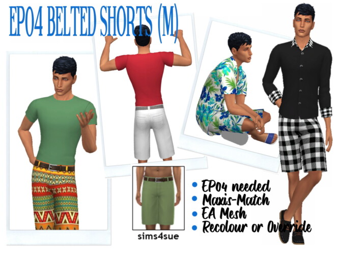 Sims 4 EP04 BELTED SHORTS (M) at Sims4Sue