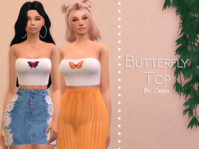 Sims 4 Butterfly Top by Dissia at TSR