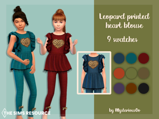 Sims 4 Leopard printed heart blouse by MysteriousOo at TSR