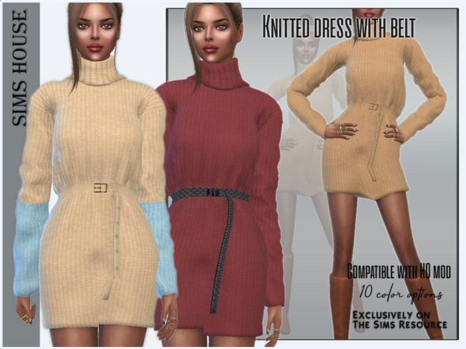 Knitted Dress With Belt By Sims House