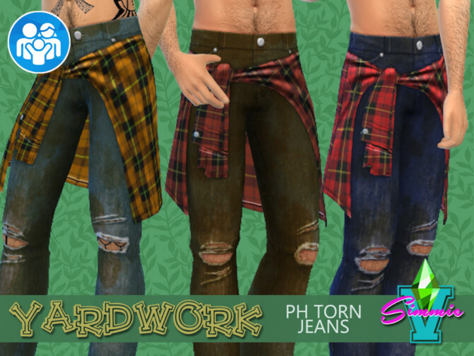 Sims 4 Yardwork PH Torn Jeans by SimmieV at TSR