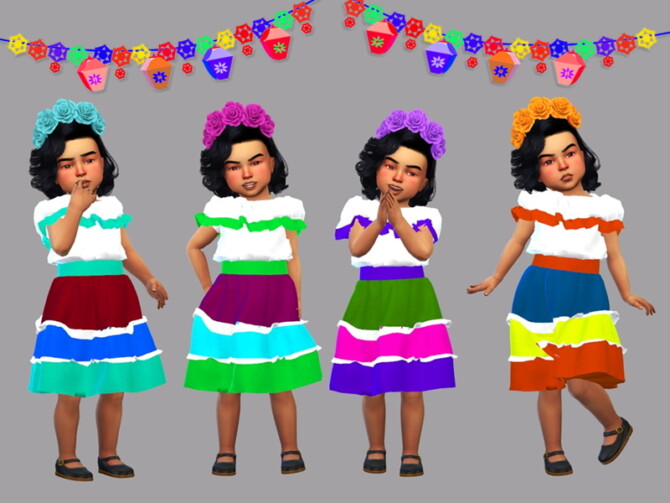 Sims 4 Toddler dress Cinco de Mayo by LYLLYAN at TSR