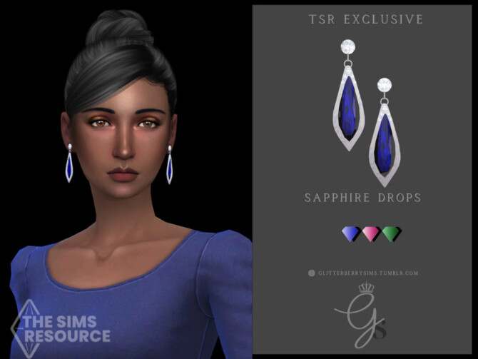 Sims 4 Sapphire Drops by Glitterberryfly at TSR