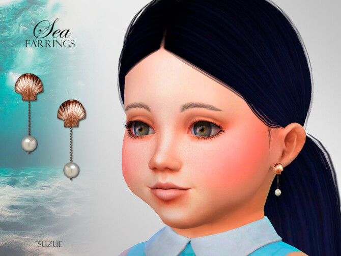 Sims 4 Sea Toddler Earrings by Suzue at TSR