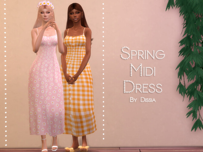 Sims 4 Spring Midi Dress by Dissia at TSR