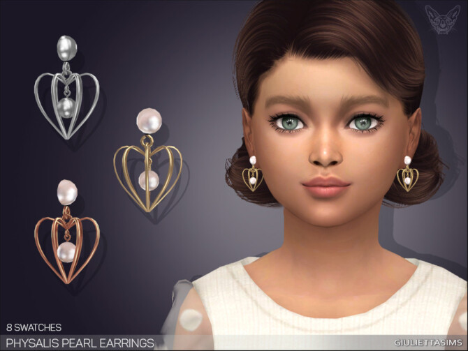 Sims 4 Physalis Pearl Earrings For Kids by feyona at TSR