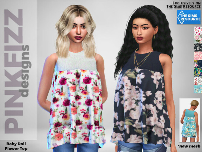 Sims 4 Baby Doll Flower Top by Pinkfizzzzz at TSR