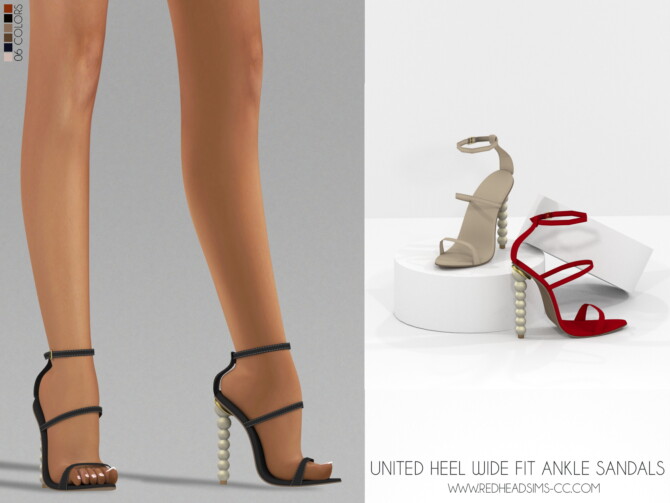 Sims 4 UNITED HEEL WIDE FIT ANKLE SANDALS at REDHEADSIMS