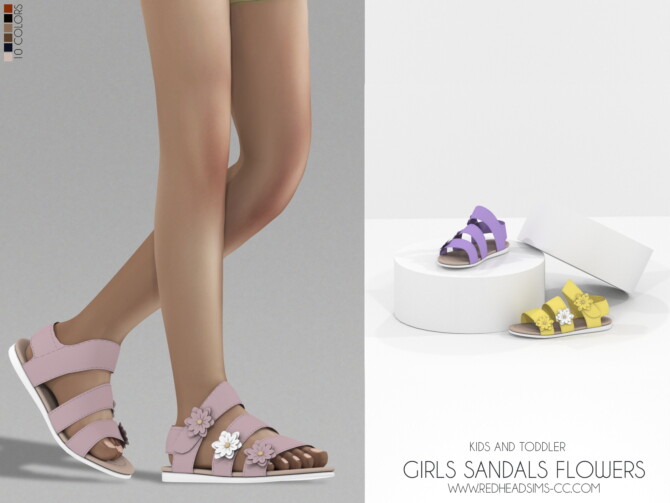 Sims 4 GIRLS SANDALS FLOWERS at REDHEADSIMS