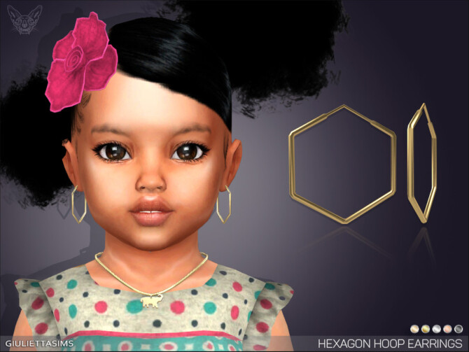 Sims 4 Hexagon Hoop Earrings For Toddlers by feyona at TSR