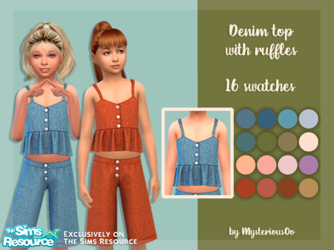 Denim Top With Ruffles By Mysteriousoo