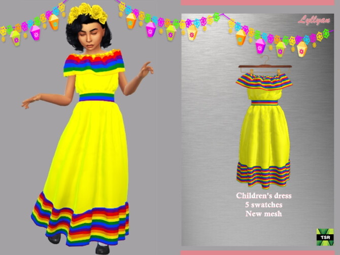 Sims 4 Child dress Cinco de Mayo by LYLLYAN at TSR