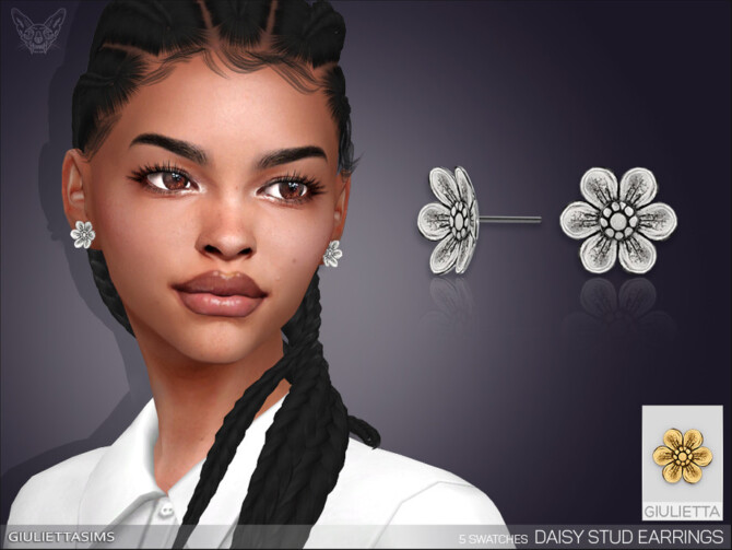 Sims 4 Daisy Stud Earrings by feyona at TSR