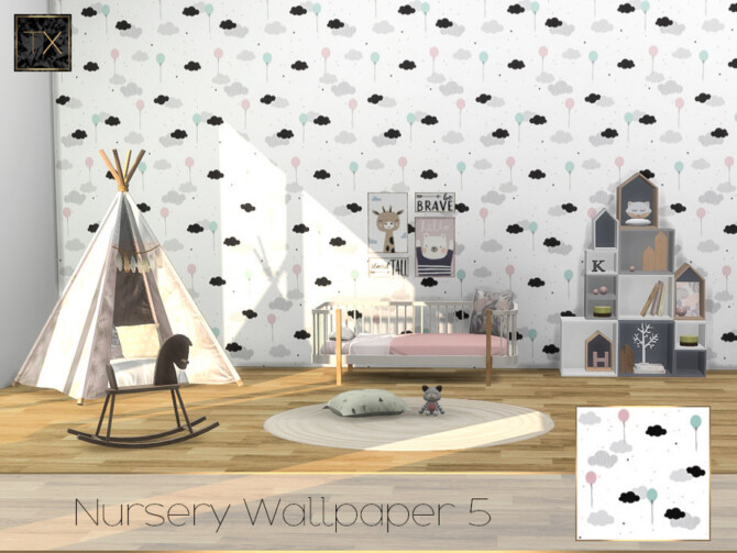 Sims 4 TX Nursery Wallpaper by theeaax at TSR