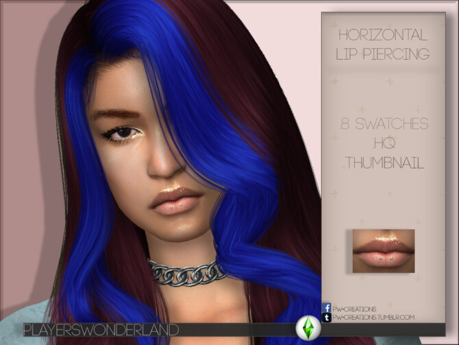 Sims 4 Horizontal Lip Piercing by PlayersWonderland at TSR