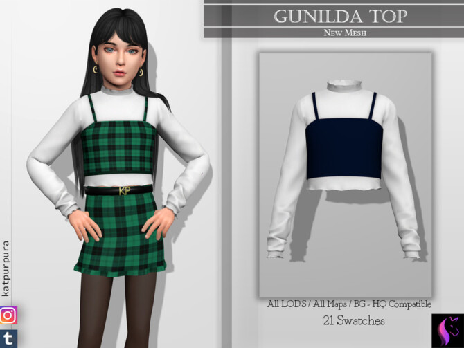 Sims 4 Gunilda Top by KaTPurpura at TSR