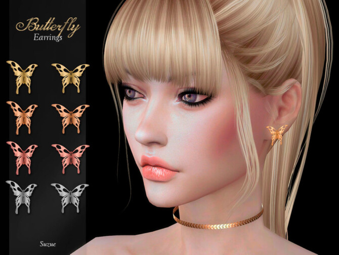 Sims 4 Butterfly Earrings by Suzue at TSR