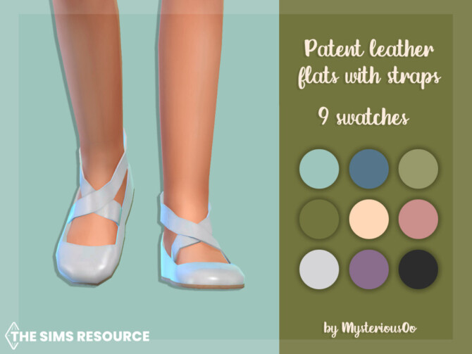 Sims 4 Patent leather flats with straps by MysteriousOo at TSR