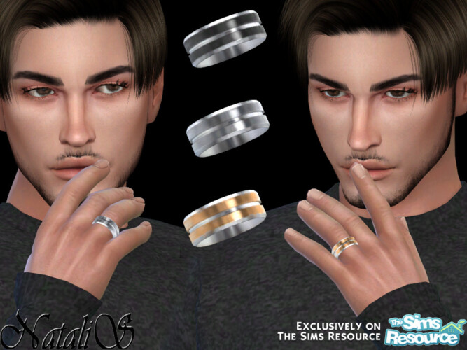 Carved Wedding Band Male Set By Natalis