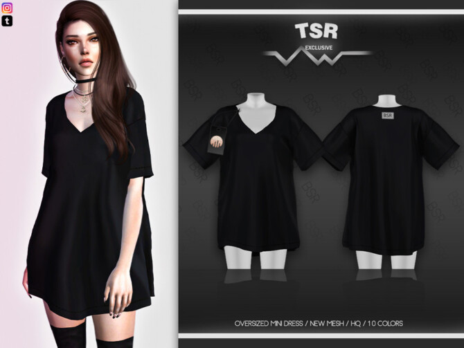 Sims 4 Oversized Mini Dress BD467 by busra tr at TSR